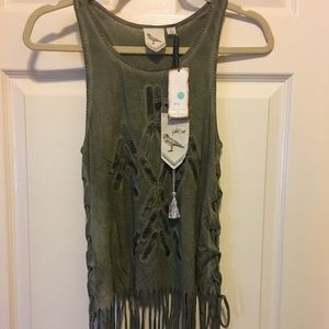 Green Boho Tank NWT